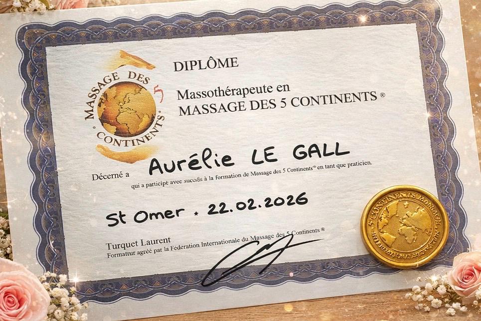 Certificat Massage des 5 Continents